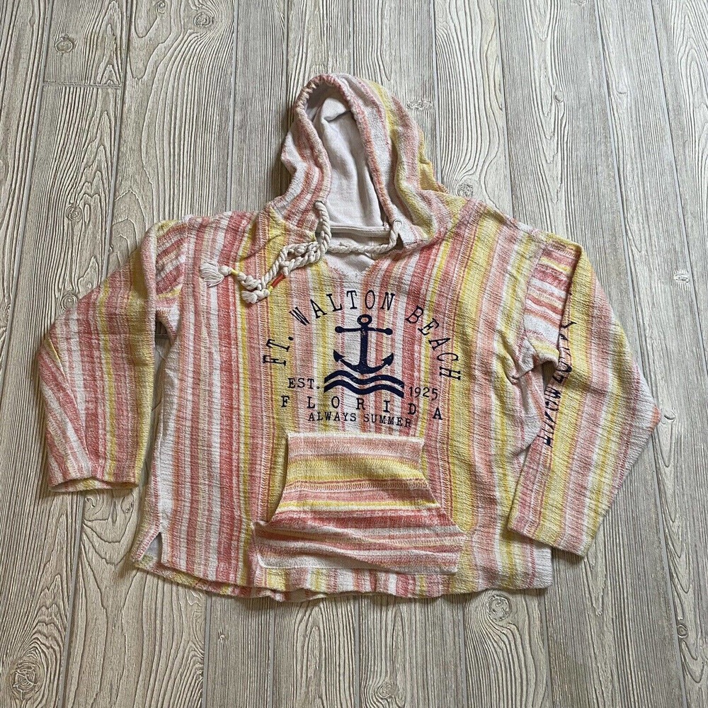 Southern Spirit Ft Walton Beach FL Baja Pullover Womens M Terrycloth Hooded Pink